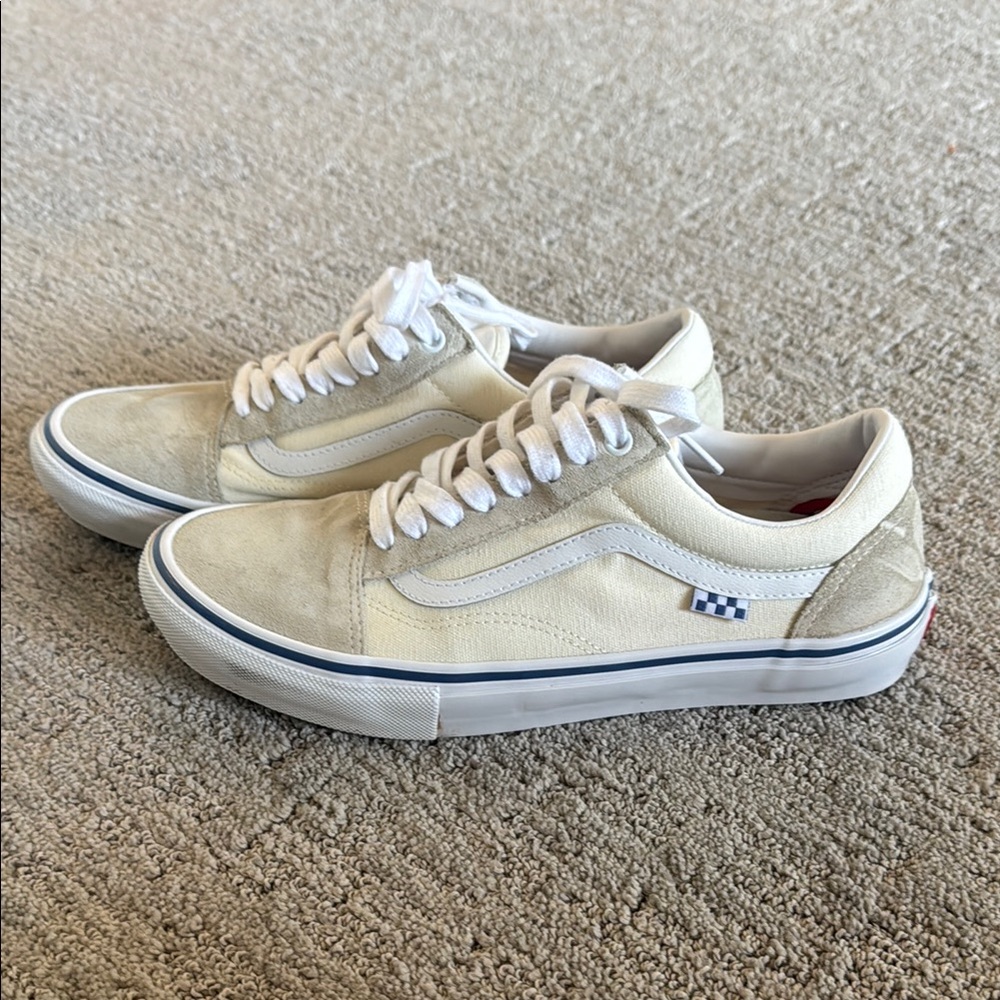 Vans Skate Old Skool Off White with Royal Blue Sneakers